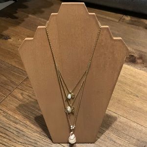 Triple Layered Shell Pendant Necklace